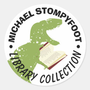 Redonda Dinosaur t-rex tyrannosaurus pegatina del libro de