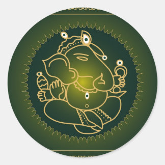 Redonda Dios Ganesha en verde - Pegatina