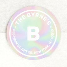 Dirección de monograma holográfico Pegatina redond