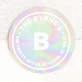 Redonda Dirección de monograma holográfico Pegatina redond