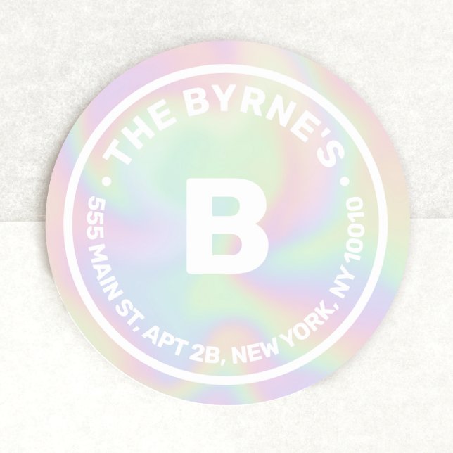 Redonda Dirección de monograma holográfico Pegatina redond (Subido por el creador)