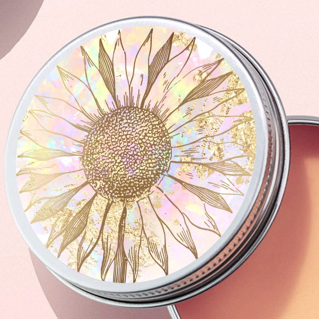 Redonda diseño de girasol pegatina redondo clásico (Subido por el creador)