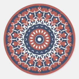 Redonda Diseño de Mandala en colores rojo y azul pegatina