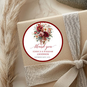 Redonda Diseño de pegatina de boda Burgundy Fall Marsala