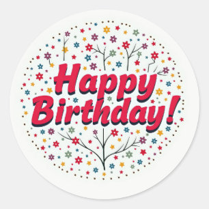 Redonda Diseño de Pegatina de cumpleaños feliz
