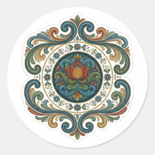 Redonda Diseño de pegatina de mandala Rosemaling