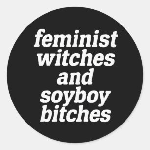 Redonda Diseño de pegatina feminista de Bruja y Hechicero