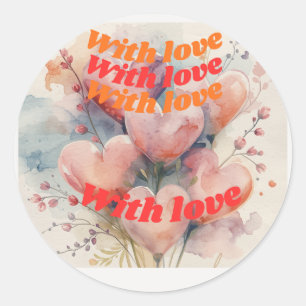 Redonda Diseño de Pegatina Romántica de Corazones con Acua