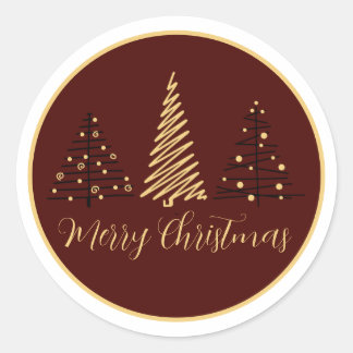 Redonda Diseño elegante de árbol de Navidad | Pegatina nav