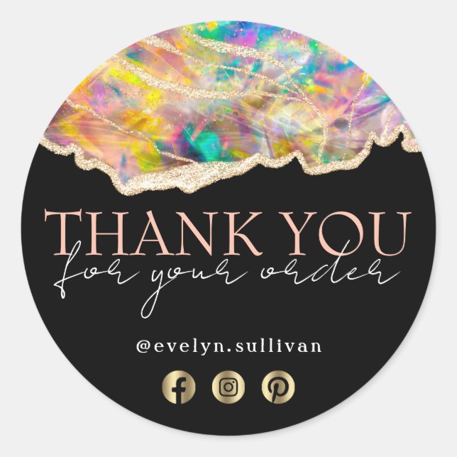 Redonda Diseño óptico en negro gracias pegatina (Anverso)