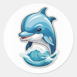 Redonda Diseño Pegatina de Salto de Delfín Jugoso - Oceani