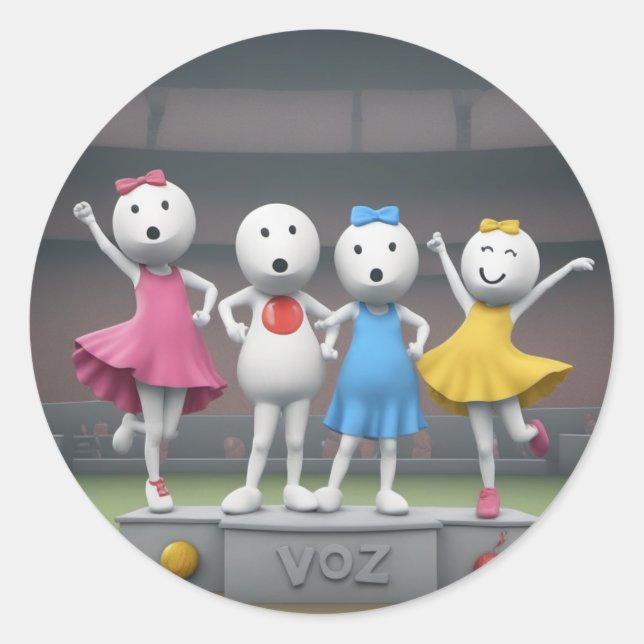 Redonda Diseño Pegatina Zoozoo (Anverso)