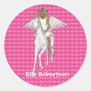 Redonda Diseño personalizado del unicornio del pegatina