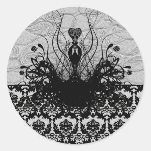 Redonda Diva Fashion Pegatina - Negro y gris