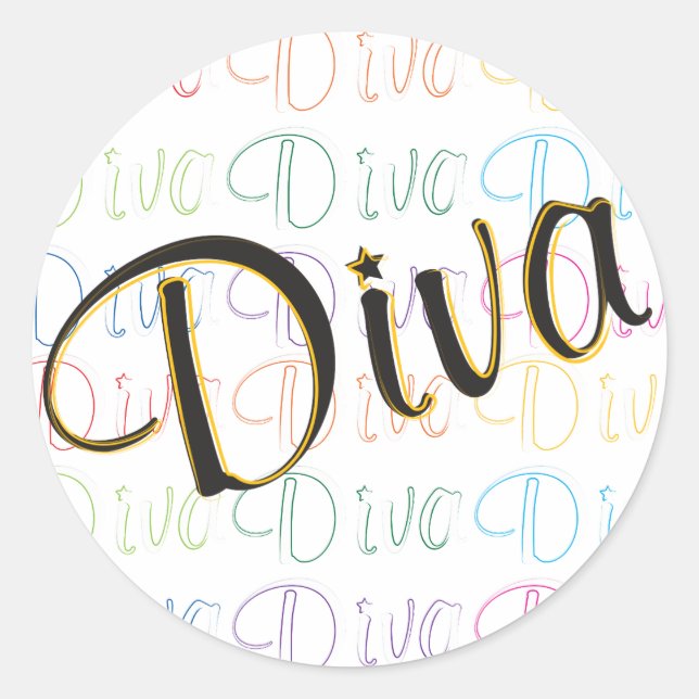 Redonda Diva Round Pegatina (Anverso)