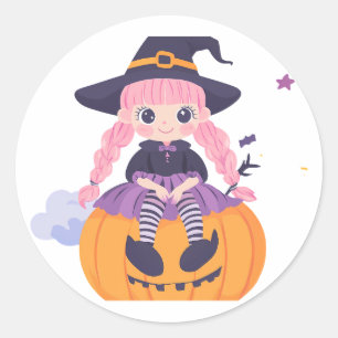 Redonda "Diversión de calabaza: Pegatina Chica Personaliza