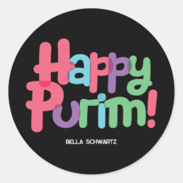 Redonda Divertido Feliz Purim Round Pegatina