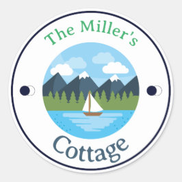 Redonda ¡DIVERTIDO! Pegatina - Cottage - Personalizado - A