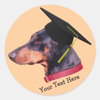 Redonda Doberman En Pegatina De Perro Cap De Graduación