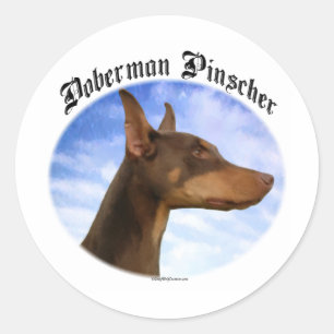 Redonda Doberman Pinscher Clouds - Pegatina