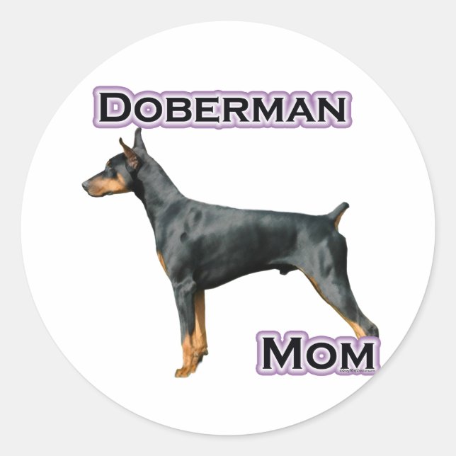 Redonda Doberman Pinscher Mom 4 - Pegatina (Anverso)