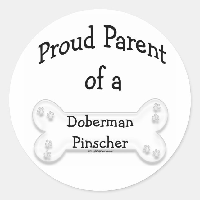 Redonda Doberman Pinscher Proud Parent Pegatina (Anverso)