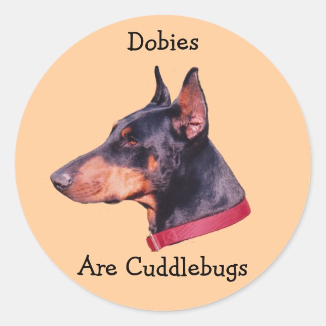Redonda Dobies Son Cudlebugs Doberman Pinscher Pegatina (Anverso)