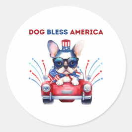 Redonda Dog Bless America Pun Round Pegatina
