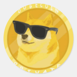 Redonda Dogecoin en el Pegatina redondo clásico de los an