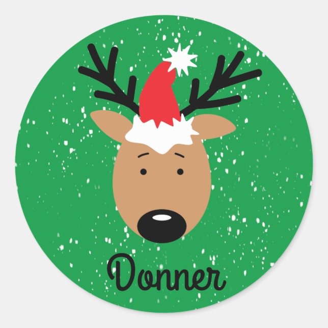Redonda Donner Reindeer Classic Round Pegatina (Anverso)