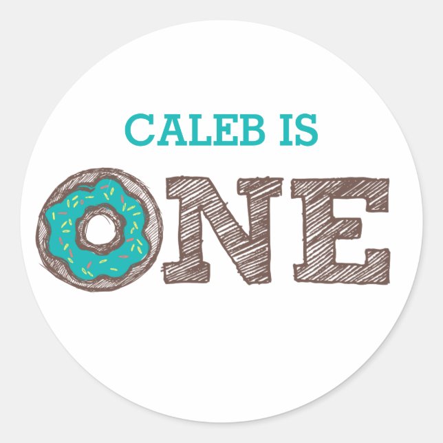 Redonda Donut First Birthday Pegatina (Anverso)