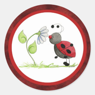 Redonda Doodle Bug Ladybug Pegatina