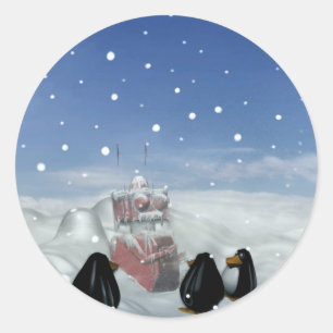 Redonda Dormido con el Pegatina de los Pingüinos