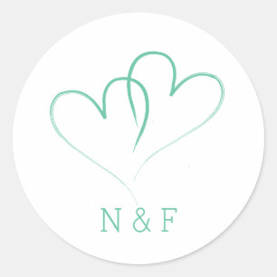 Redonda Dos corazones entrelazados - Boda Pegatina redondo