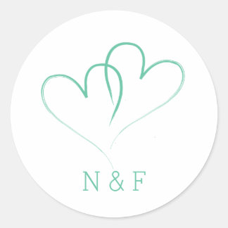 Redonda Dos corazones entrelazados - Boda Pegatina redondo
