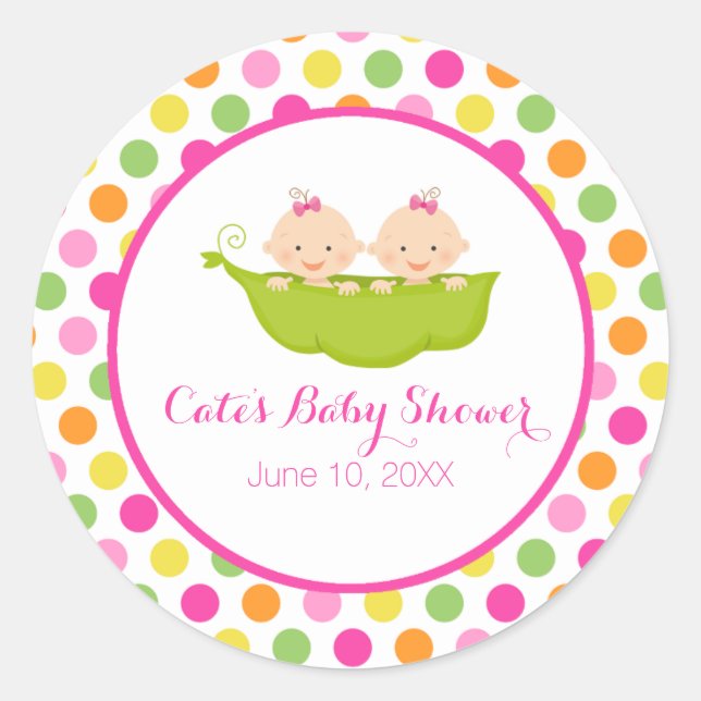 Redonda Dos guisantes en un poste, Pegatina de Punto Polka (Anverso)