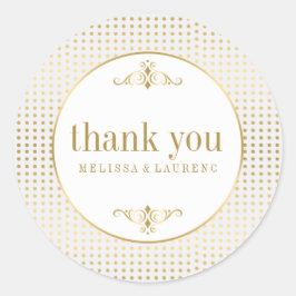 Redonda Dots Gold Polka Gracias Pegatina