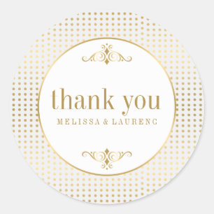 Redonda Dots Gold Polka Gracias Pegatina