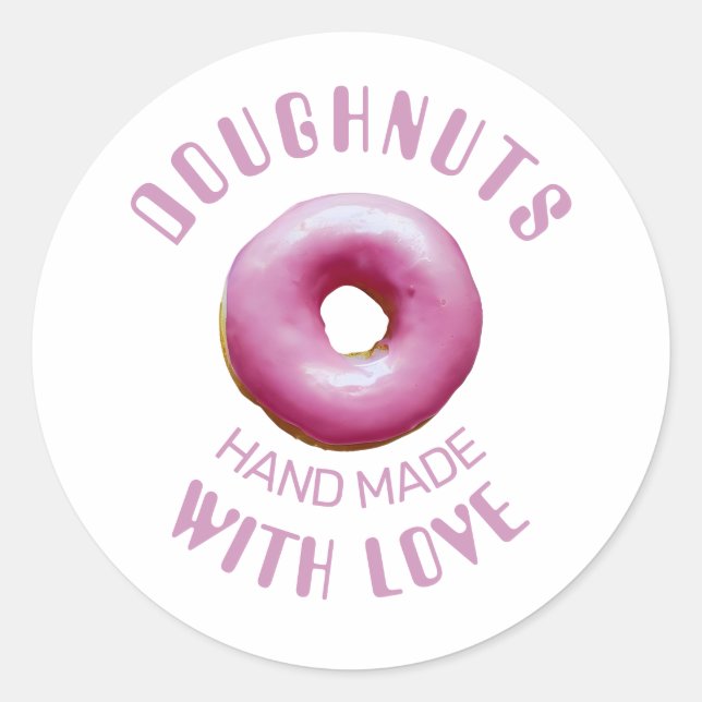 Redonda Doughnut hecho a mano con pegatina redondo clásico (Anverso)
