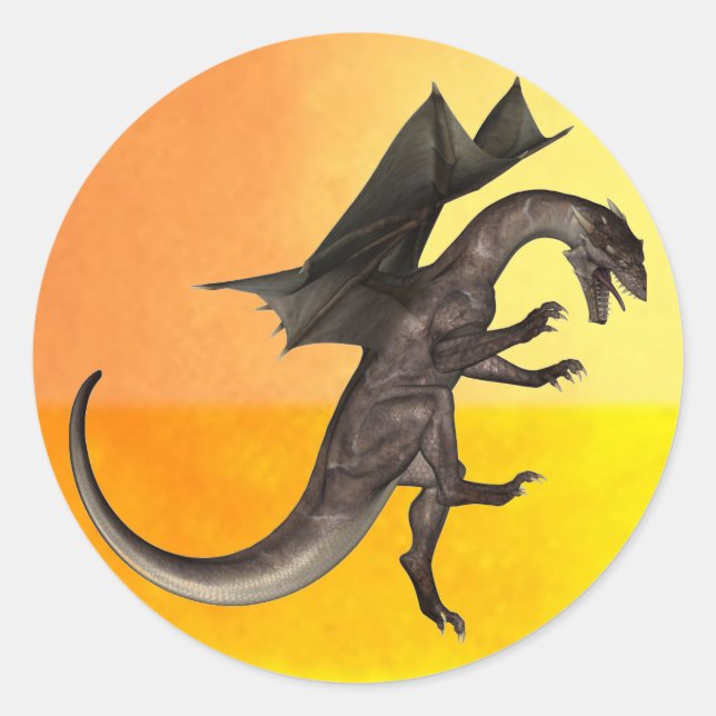 Redonda Dragon Round Pegatina (Anverso)