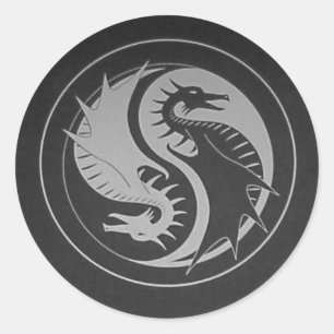 Redonda Dragon Yin/Yang Pegatina