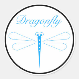 Redonda Dragonfly - Pegatina redondo clásico blanco, brill