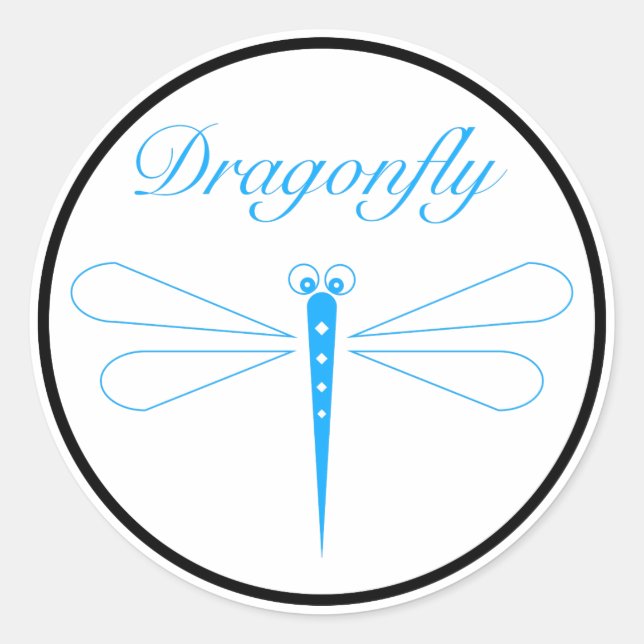 Redonda Dragonfly - Pegatina redondo clásico blanco, brill (Anverso)