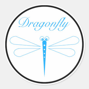 Redonda Dragonfly - Pegatina redondo clásico blanco, brill