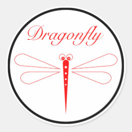 Redonda Dragonfly - Pegatina redondo clásico blanco, brill