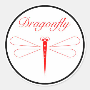 Redonda Dragonfly - Pegatina redondo clásico blanco, brill