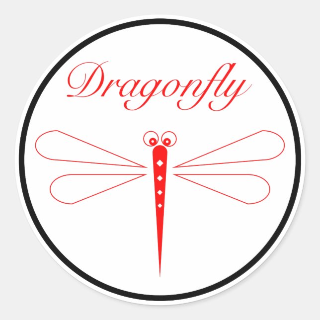 Redonda Dragonfly - Pegatina redondo clásico blanco, brill (Anverso)