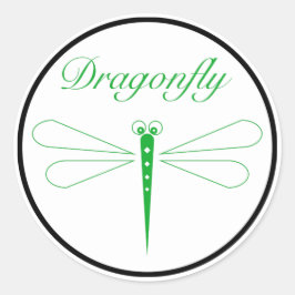 Redonda Dragonfly - Pegatina redondo clásico blanco, brill