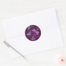 Redonda Dragonfly Purple Dreams Classic Round Pegatina