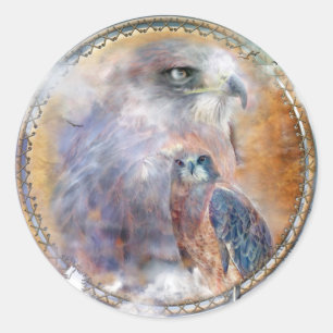 Redonda Dream Catcher - Pegatina de arte del Hawk espiritu